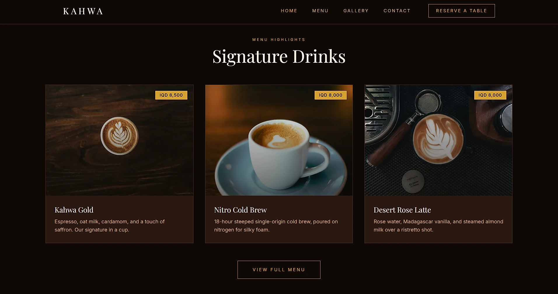Signature drinks