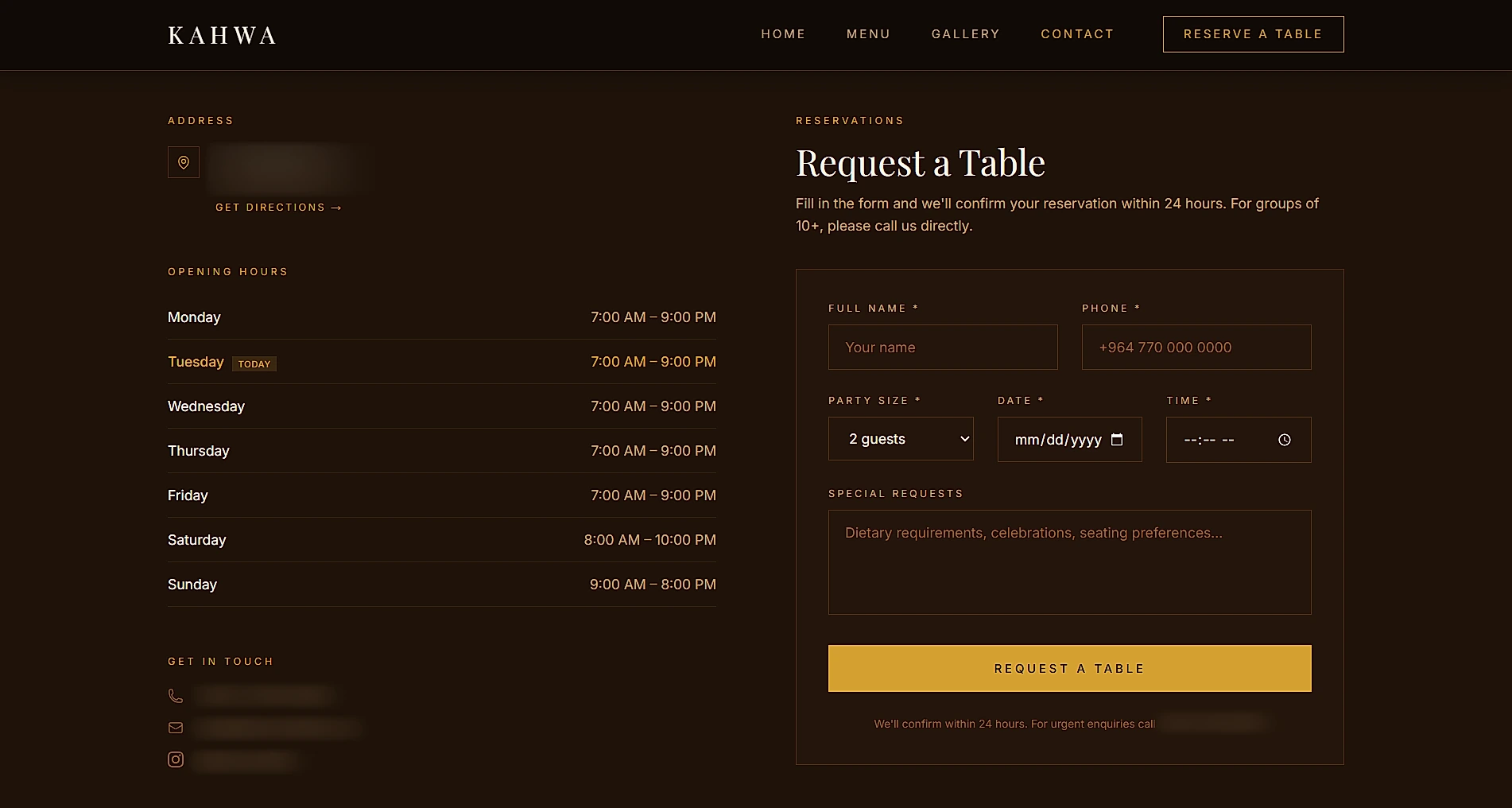 Table reservation